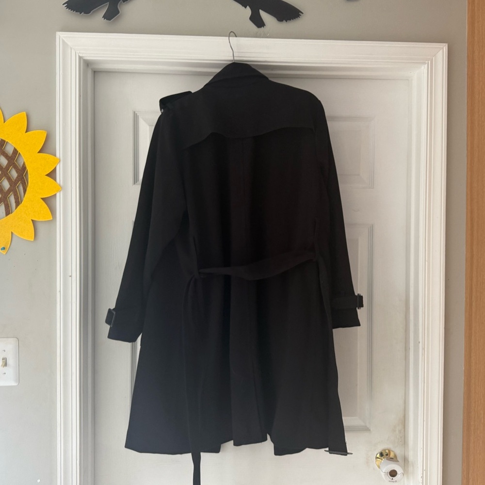 Linea by Louis Dell'Olio black trench coat size 18 W. See video and pics! - Picture 3 of 8